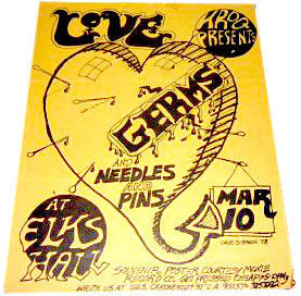 Darby Crash The Germs club flyer