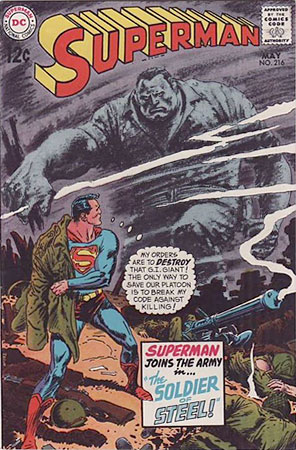 Joe Kubert cover on Superman comics #216