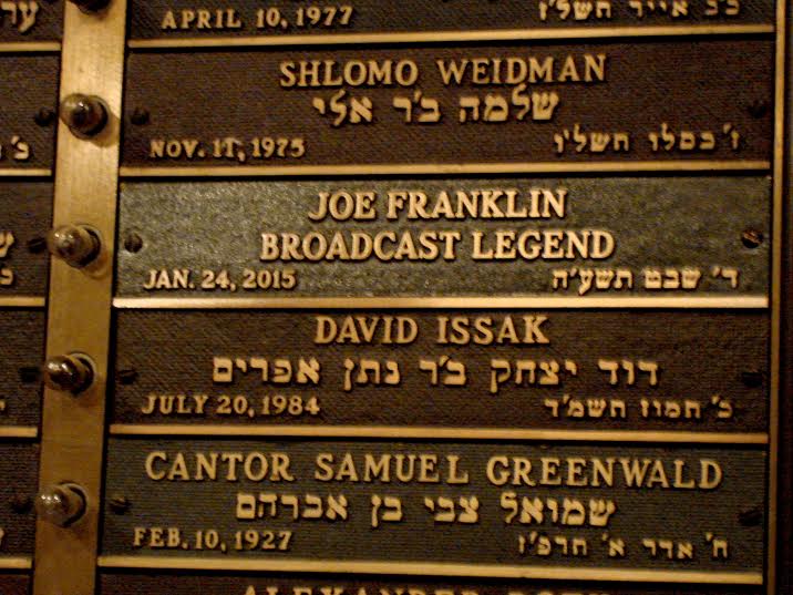 Plaque fror Joe Franklin