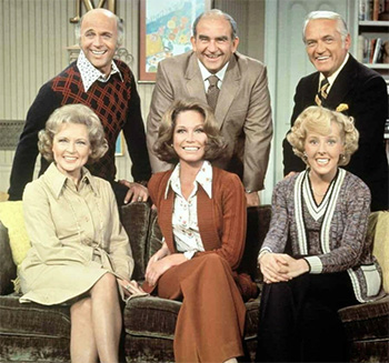 Ed Asner  & JMary Tyler Moore cast