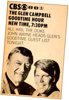 ad for John Wayne TV Appearance