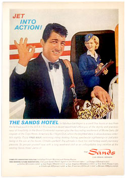 Dean Martin photo ad for the Sands hotel in Las Vegas